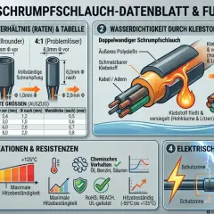 Schrumpfschlauch-Alternativen: Doppelwandiger Schrumpfschlauch mit Klebstoff für Wasserdichtigkeit (IP67), Hitzebeständigkeit und elektrische Isolation.