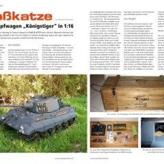 Ein detailgetreues Modell des finnischen Panzers Königstiger im Maßstab 1:16, verpackt in einer Holzkiste.