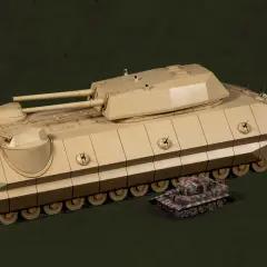 Modelle von zwei Panzern, ein riesiger und ein kleinerer, im Militärmuseum Dresden.