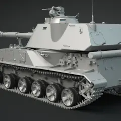 Ein 2S3 Akatsiya Selbstfahrlafette, ein schweres Artilleriegeschütz auf Kettenbasis, steht bereit.