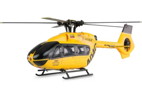 Gelber Rettungshubschrauber "Christoph" mit ADAC-Aufschrift. Ideal für einen rc flugsimulator kostenlos.
