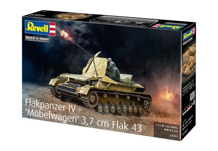 Revell Bausatz: Flakpanzer IV 'Möbelwagen' 3,7 cm Flak 43, mit zwei Soldaten im Gefecht.