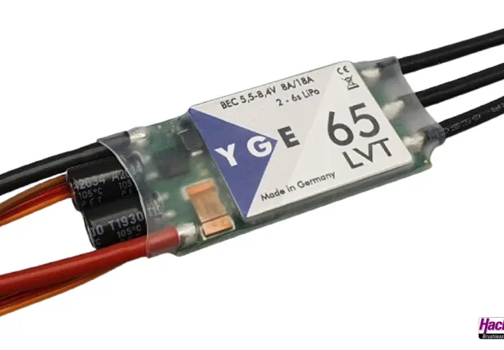 YGE 65 LVT Regler programmieren: Elektronik mit Kabeln und Kondensatoren, Made in Germany.