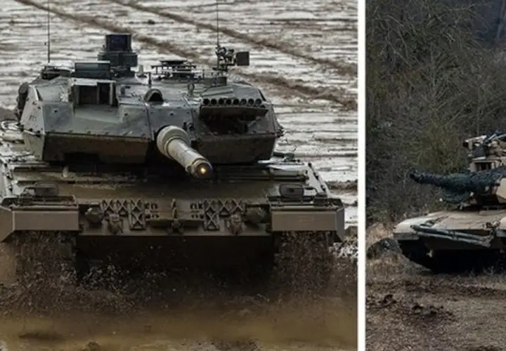Leopard 2 kämpft sich durch Schlamm, während ein M1 Abrams im Wald lauert.