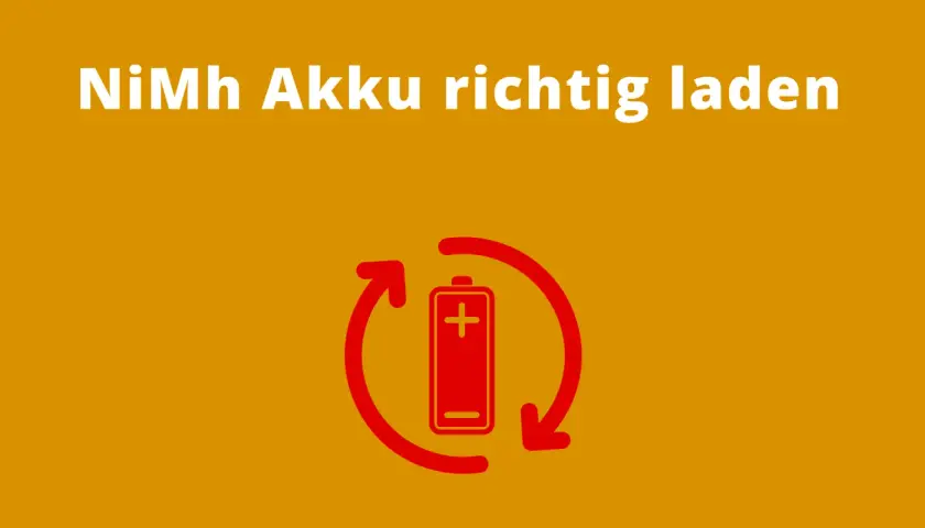 NiMH Akku richtig laden: So berechnen Sie den optimalen Ladestrom für eine lange Lebensdauer. Rotes Akku-Symbol mit Pfeilen.