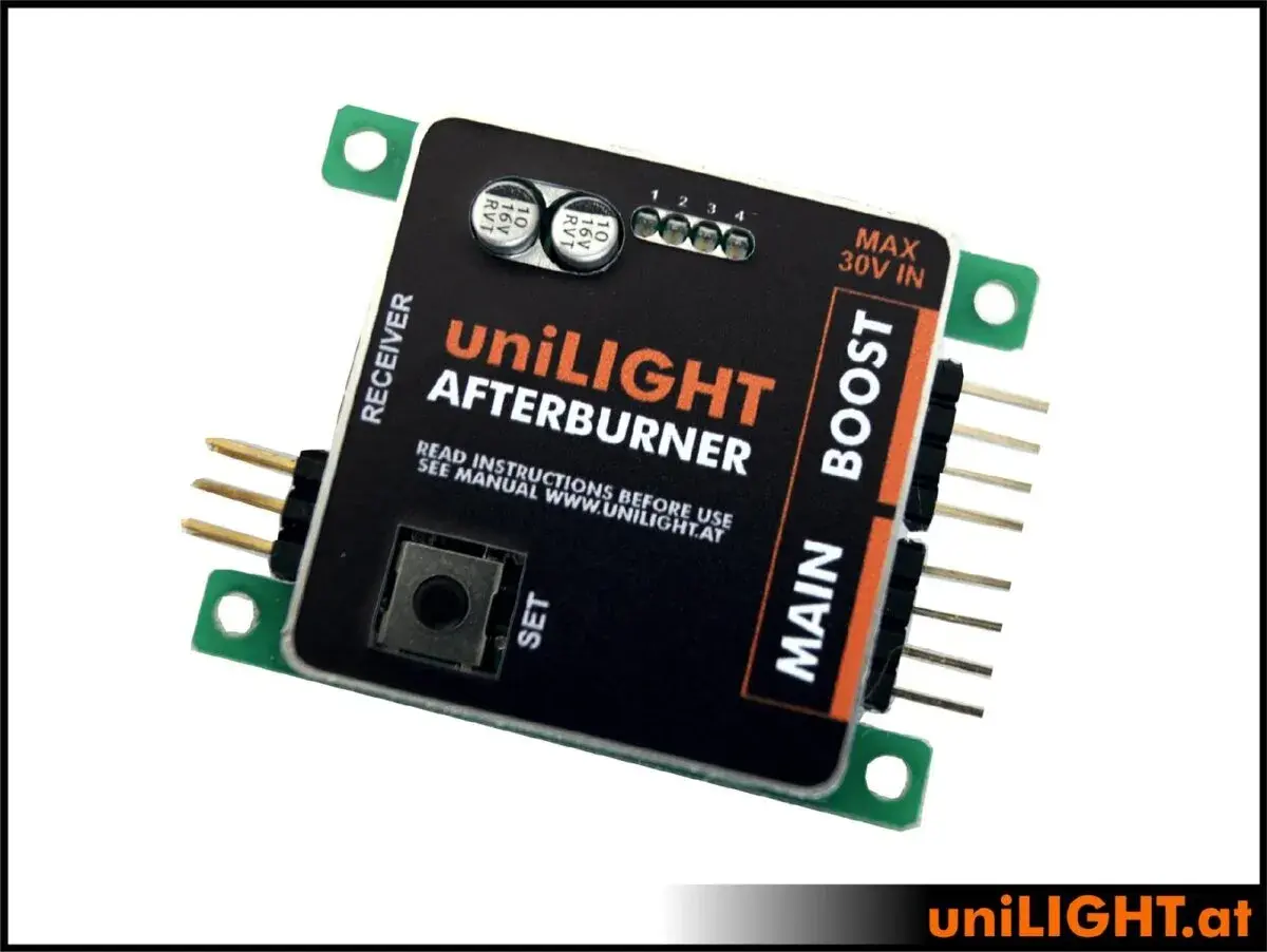 UniLIGHT AFTERBURNER Modul für Modellflugzeuge, simuliert den Nachbrenner-Effekt.