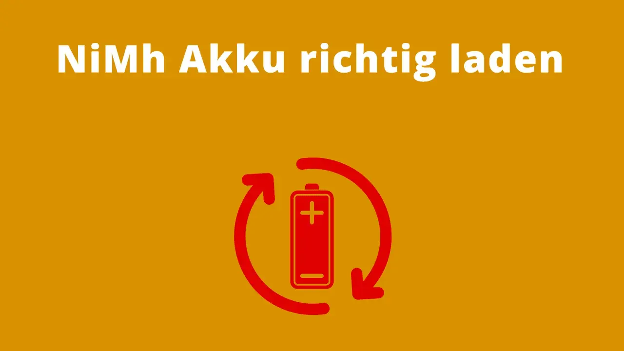 NiMH Akku richtig laden: So berechnen Sie den optimalen Ladestrom für eine lange Lebensdauer. Rotes Akku-Symbol mit Pfeilen.